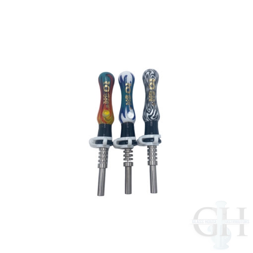 Glass Straw with 14mm Titanium Tips - Rock Glass - GB13