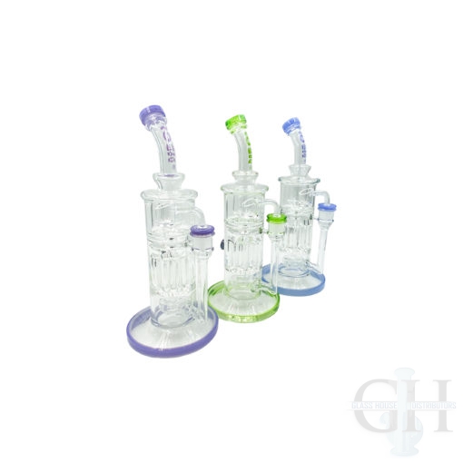 Rock Glass 12" Bent Neck Showerhead Waterpipe
