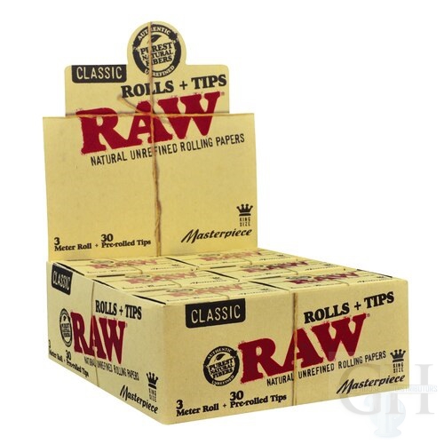 Raw Masterpiece 3m Rolls With Pre-Rolled Tips- RAW54 – Glass House Distro.