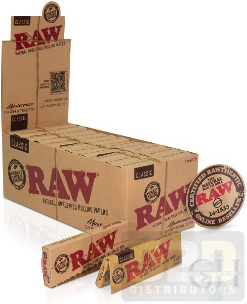 Raw Masterpiece 1 1/4 Rolling Paper With Pre-Rolled Tips- RAW53