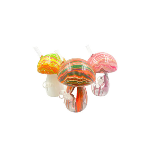 Trippy Mushroom Glass Waterpipe with LED Lights Mix 7" - MSH003