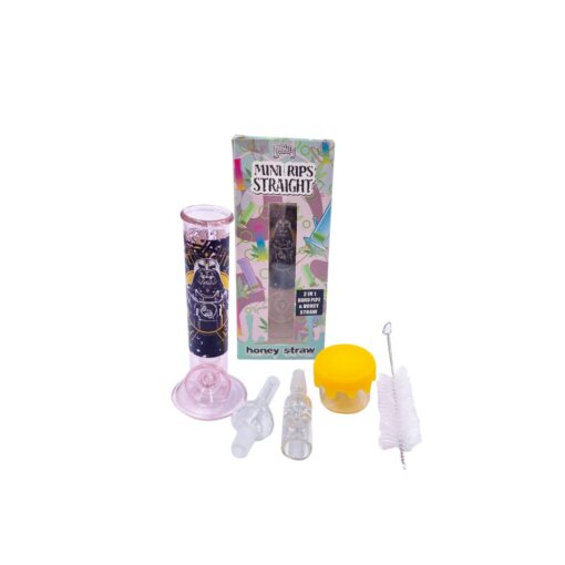 Straight Mini Waterpipe 2in1 Honey straw & Handpipe- SHN001