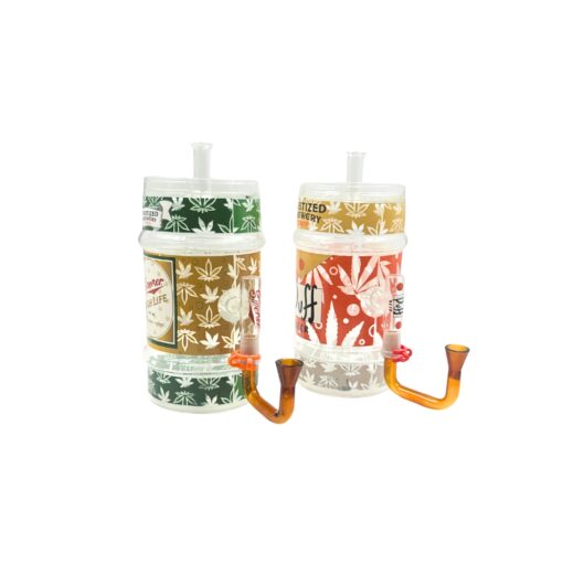 Beer Keg Glass Water Pipe with LED Light 10" Mix- BKWPL0112