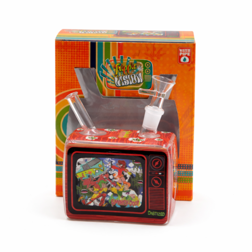 Retro TV Glass Water Pipe with LED Lights 6" Mix- TVWP0110