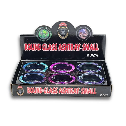 Glass Ashtray Round Assorted 6ct - ASH4