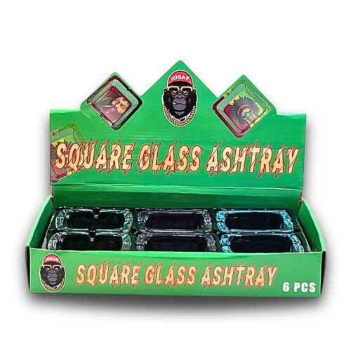 Glass Square Ashtray 9cm 6ct - ASH63